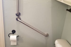 Bathroom grab bars and toilet setup